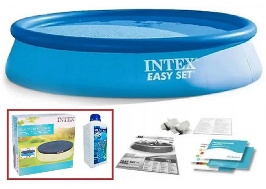 Набор!!! Надувной бассейн Intex easy set 305x76см, с тентом и альгитинн, арт. 28120 в наборе